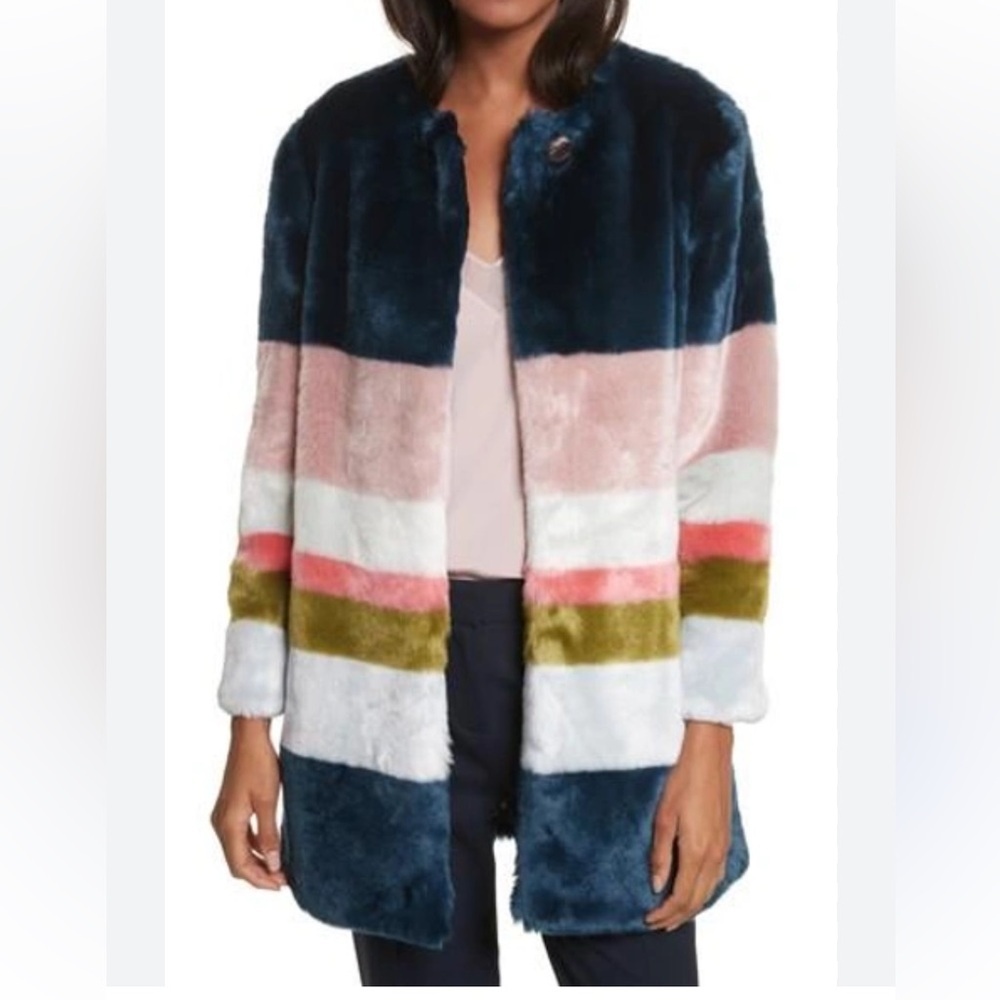 Ted Baker London Ramani Mississippi Faux Fur Coat Blue